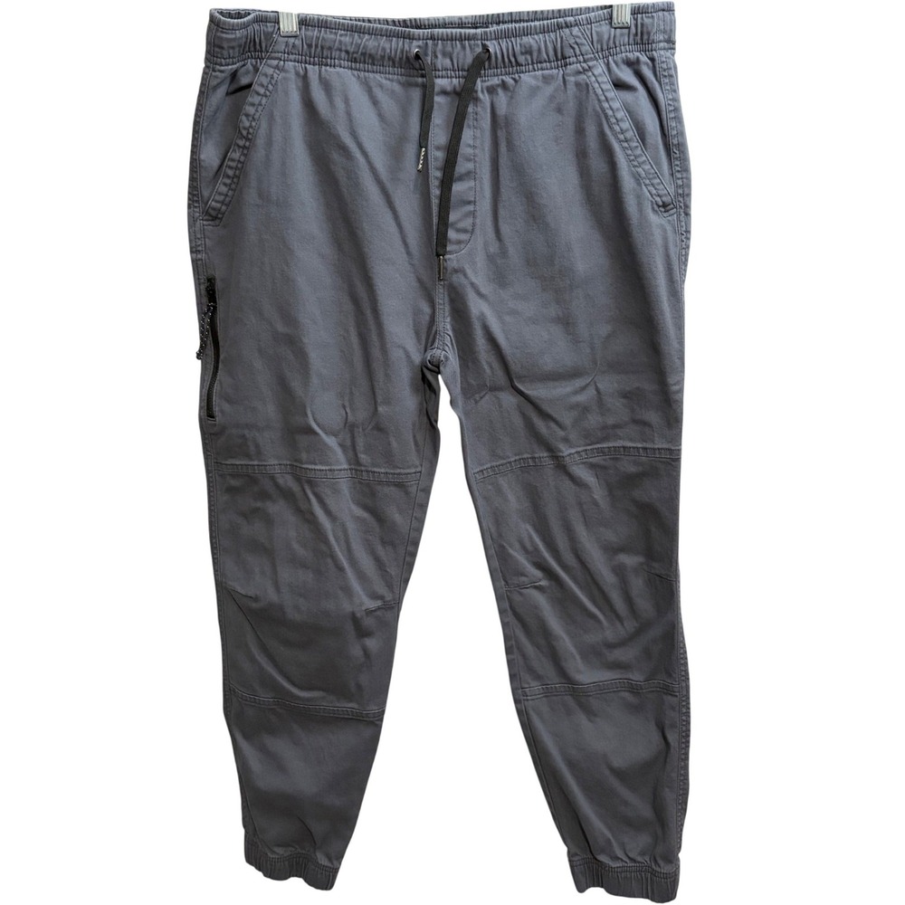 Plugg Gray Jogger Pants Drawstring Waist Extra Zippered Side Pocket Men's Size L